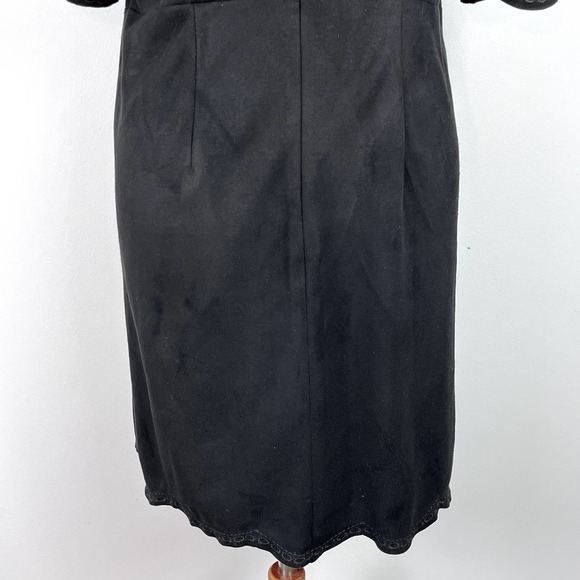 Bar III Black Embroidered Faux Suede Mini Shift Dress Size Large - Picture 9 of 13